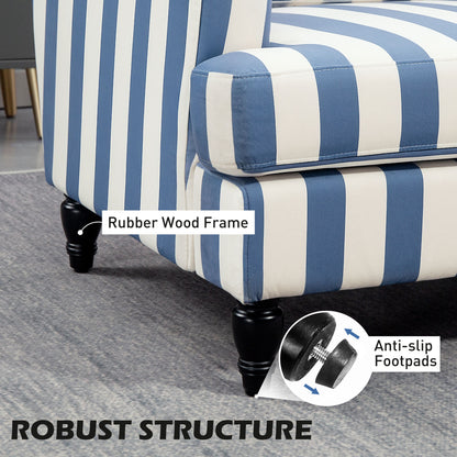 Modern Cuddle Chair, Velvet Single Sofa Armchair with Stripe, Turned Legs and Wide Seat