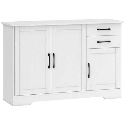 Sideboard with 2 Drawers Modern Storage Cabinet, Kitchen Cupboard with Adjustable Shelf and 3 Doors White