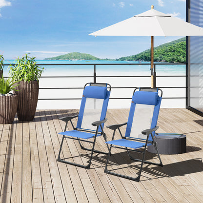 Folding Garden Chairs Set of 2, 5-Position Recliner Camping Chair with High Back, All Weather Texteline Seat