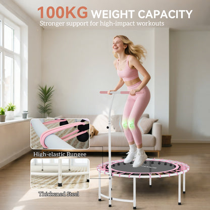 40" Fitness Trampoline, Mini Rebounder Trampoline for Adults with 5-Level Adjustable Handle