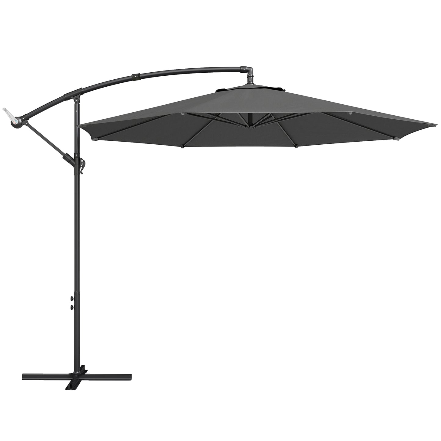 3 m Overhanging Cantilever Parasol, with Cross Base - Black