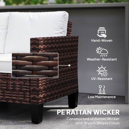 Two-Seater Rattan Outdoor Sofa - Brown