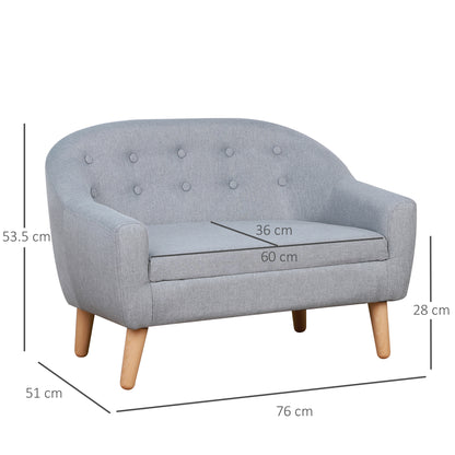 Children's Armchairs Kids Armchair Toddler Chair 2 Seater Wood Frame Mini Sofa for Bedroom Playroom Grey