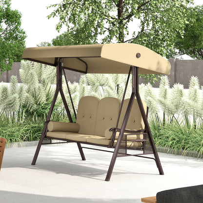 Three-Seater Garden Swing Chair - Brown