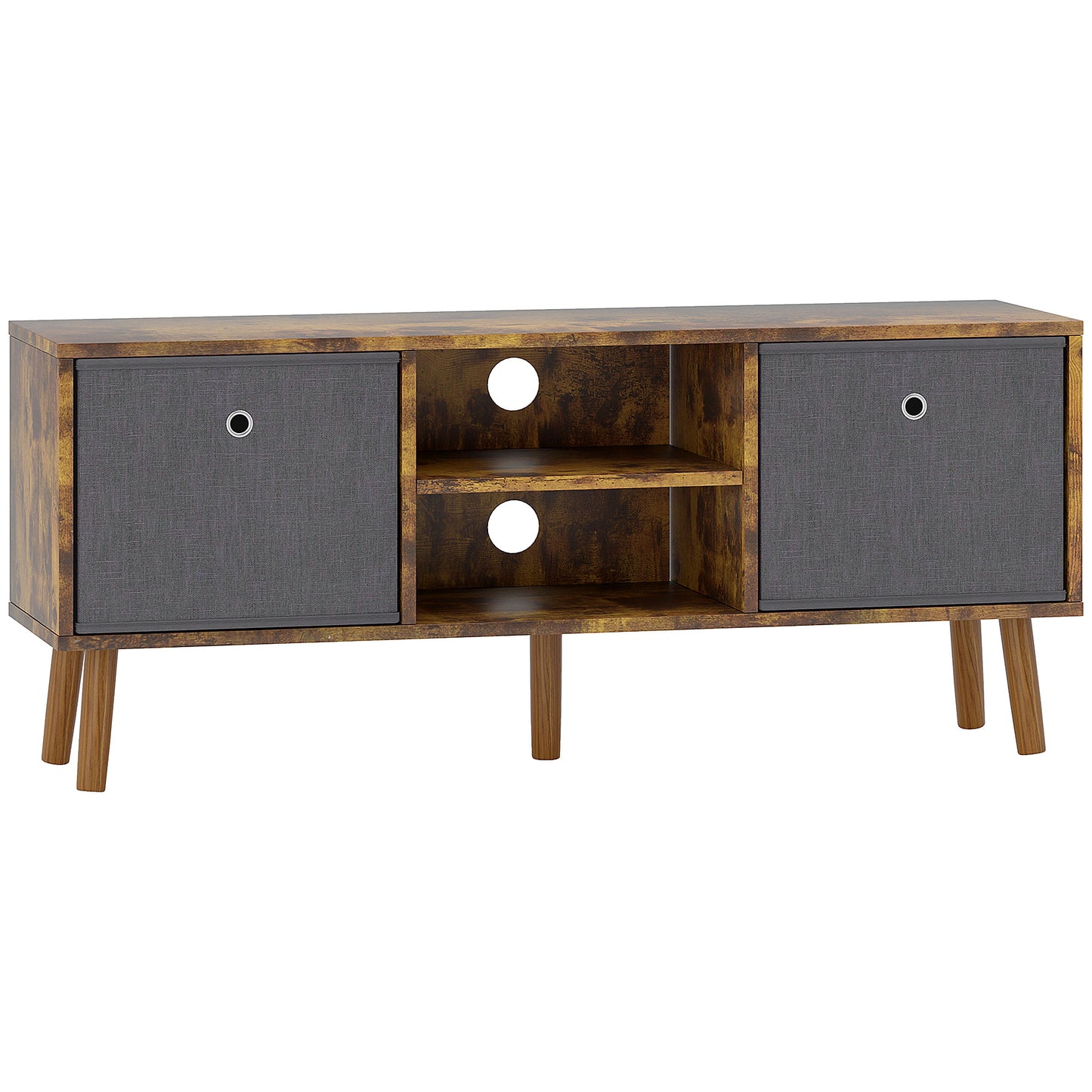 TV Cabinet Stand Unit for TVs up to 50'' with Foldable Drawers, Entertainment Centre for Living Room Rustic Brown