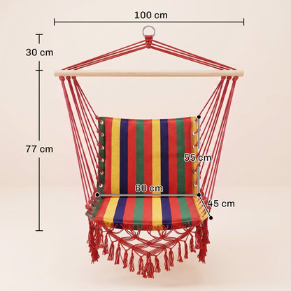 Hammock Chair Swing Colourful Striped Tree Hanging Seat Porch Indoor Outdoor Fabric Garden Furniture