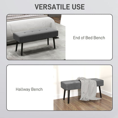 End of Bed Bench, Corduroy Bedroom Bench with Thick Padding and Steel Legs, Tufted Window Seat for Entryway, Living Room