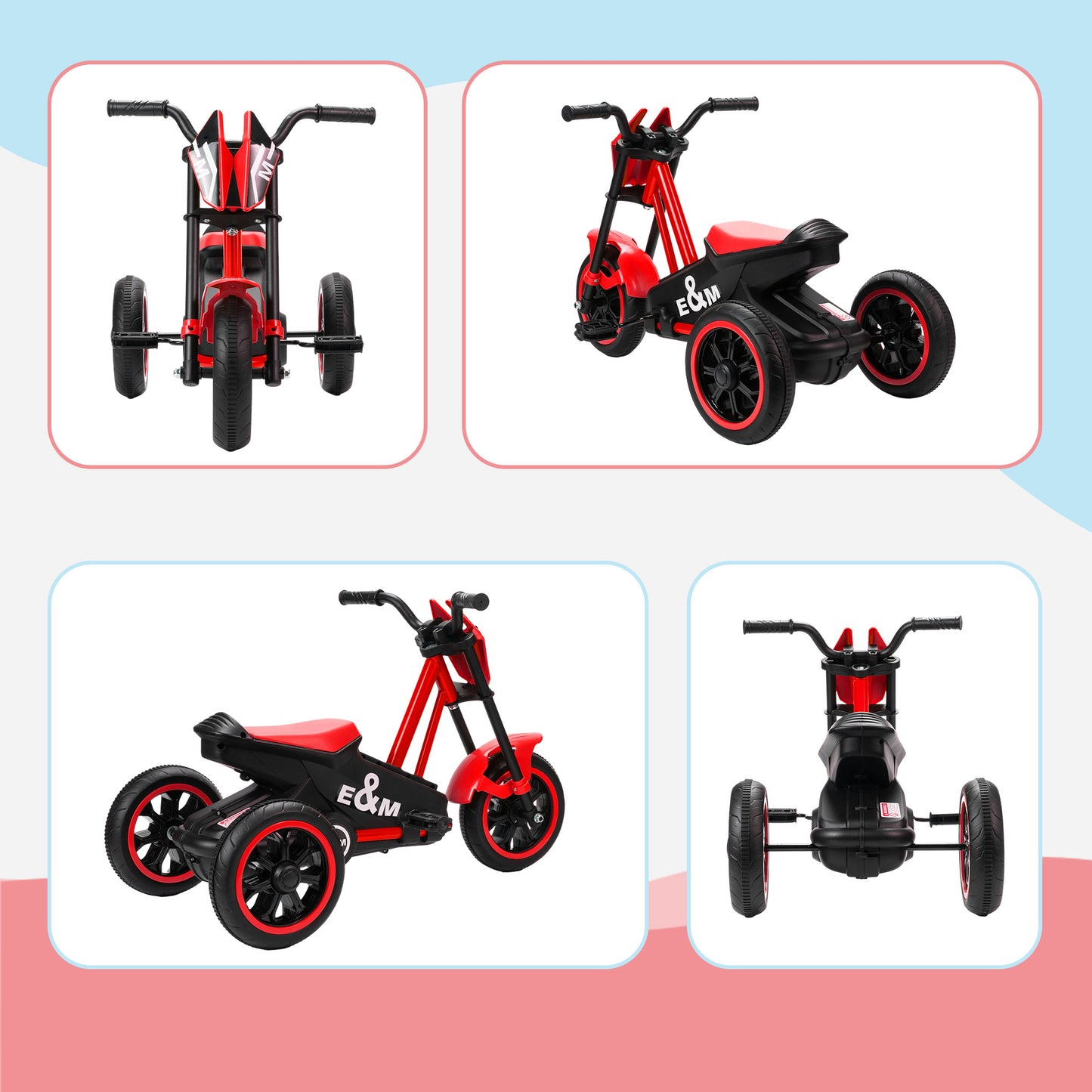Kids Tricycle Baby Trike, Kids Trike with Pedal, 3 Wheel Toddler Balance Bike for Indoor Outdoor Use, Red