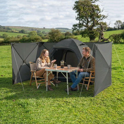 Camping Windbreak Pop Up Windbreaker Blocker with Ropes Pegs for Beach Caravan Outdoor 480 x 120 cm