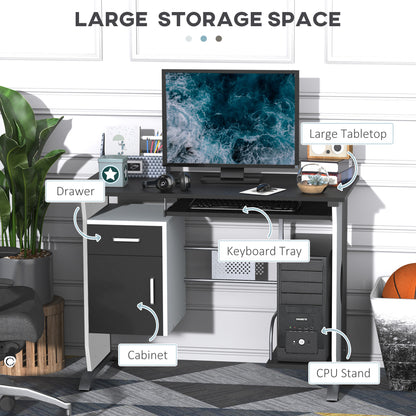 Computer Desk with Sliding Keyboard Tray, Storage Drawers and Host Box Shelf, Home Office Desk, Study Workstation