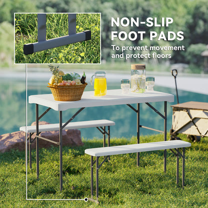 Three-Piece Folding Picnic Table and Bench Set - White