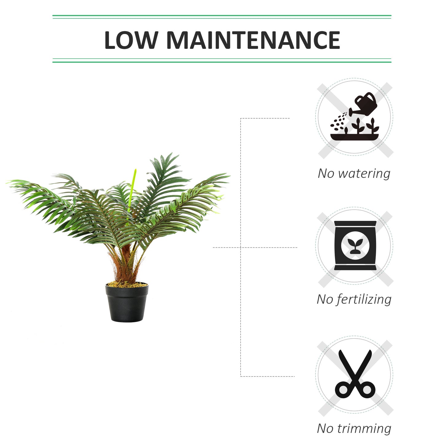 60cm Artificial Palm Tree Fake Plant in Pot - White