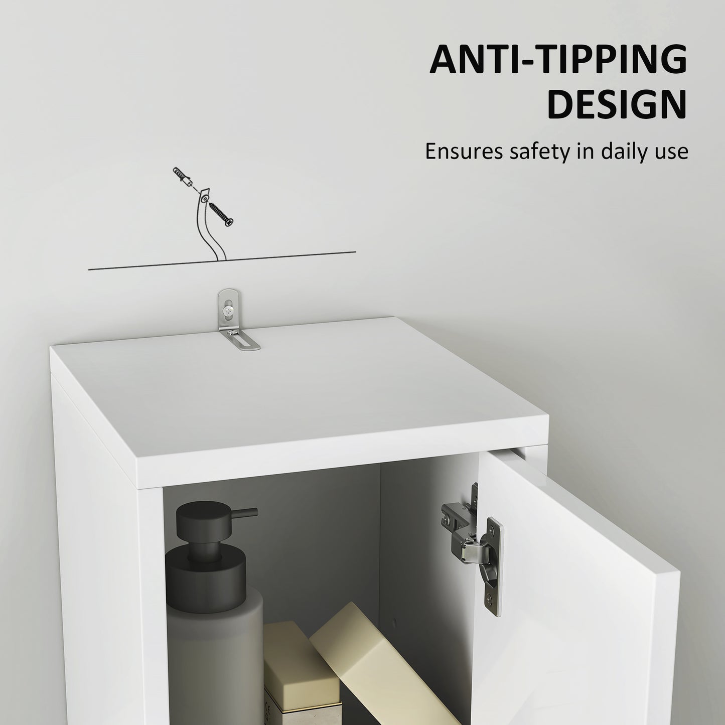 178 cm Narrow Tall Bathroom Cabinet - White