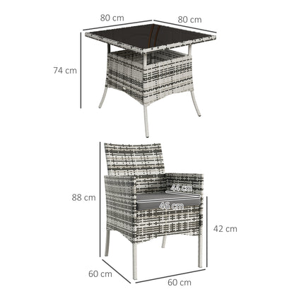 Five-Pieces Rattan Dining Set - Mixed Grey