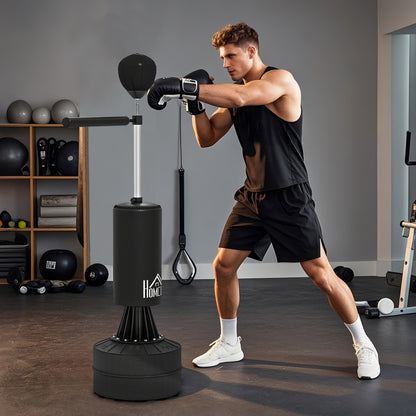 155-205cm 3-IN-1 Freestanding Boxing Punching Bag Stand, Boxing Speed Trainer with Rotating Flexible Arm, Speed Ball