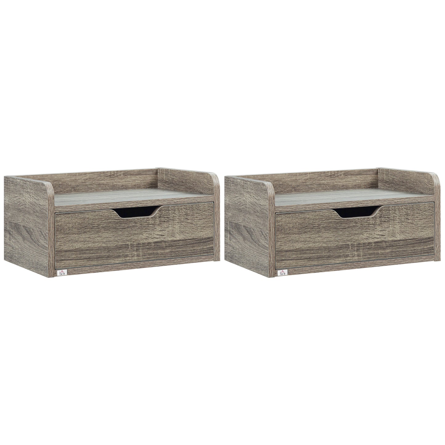 Floating Nightstands Set of 2, Wall Mounted Bedside Table with Drawer for Bedroom, Grey