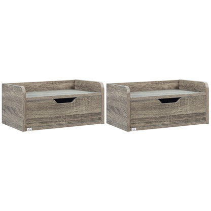 Floating Nightstands Set of 2, Wall Mounted Bedside Table with Drawer for Bedroom, Grey