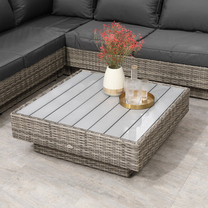 4 PCs Rattan Garden Furniture Outdoor Sectional Corner Sofa and Coffee Table Set Conservatory Wicker Weave Furniture with Arm