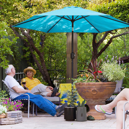 2.6 m Garden Parasol Umbrella with Aluminium Pole, Outdoor Patio Umbrella with Tilt and Crank, Vent, Blue