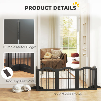 Freestanding Dog Gate Wooden Stair Gate for Dogs with Support Feet Foldable Pet Fence Safety Barrier for the House Doorway St