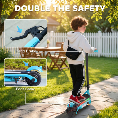 Electric Scooter for Kids Aged 6-14 Years, with Colourful Lights, Blue