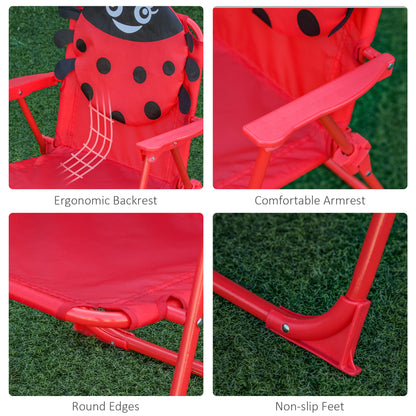 Kids Folding Picnic Table Chair Set w/ Parasol, Red
