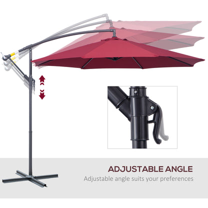 3m Water Resistant Terylene Hanging Parasol Wine Red