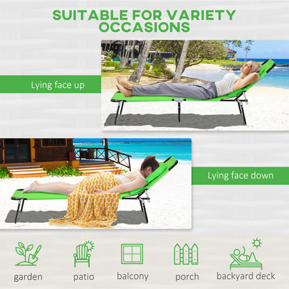 Folding Sun Loungers Set of 2 with Face Hole, 4-Position Adjustable Backrest Garden Recliner Chair Sunbed