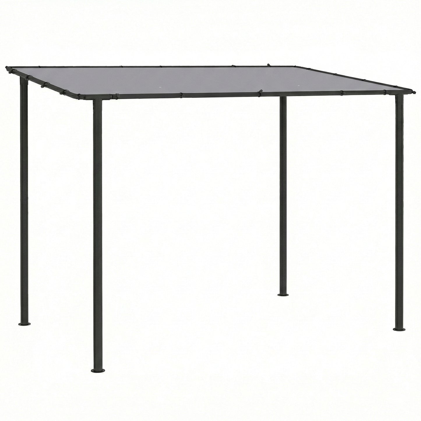 3 x 2 m Lean to Garden Pergola, Metal Frame Gazebo Pergola with UPF30+ Protection, Sloped Roof, Drainage Holes, Grey