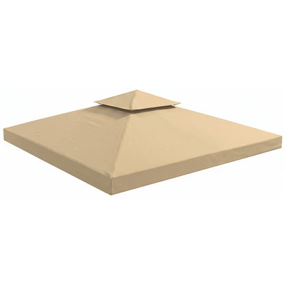 3(m) Gazebo Top Cover Double Tier Canopy Replacement Pavilion Roof Deep Beige