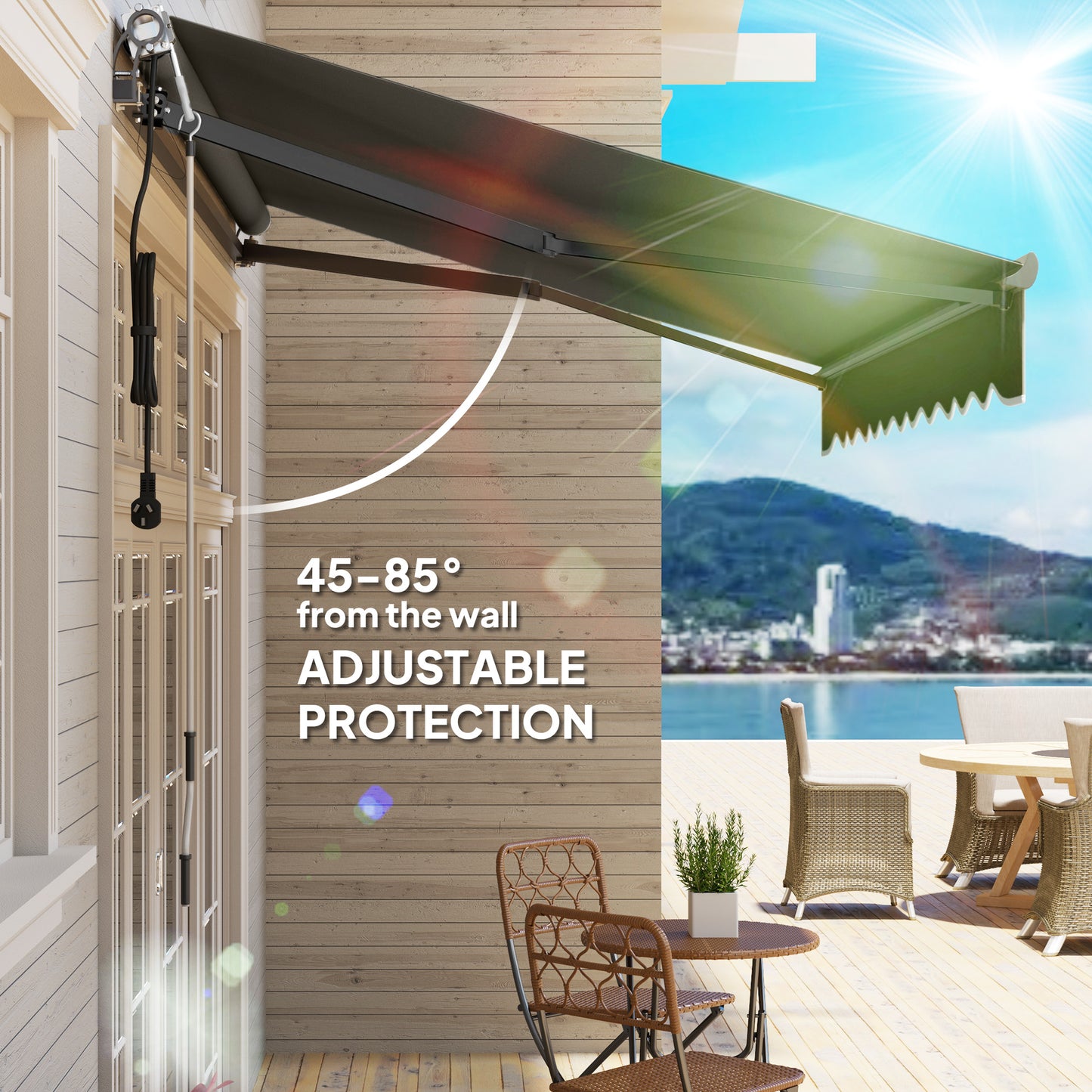 3 x 2.5m Electric Awning with Remote Controller, Aluminium Frame DIY Retractable Awning