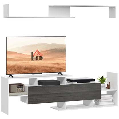 TV Cabinet with Wall Shelf for Wall-Mounted 65" TVs or Standing 40" TVs - White and Grey