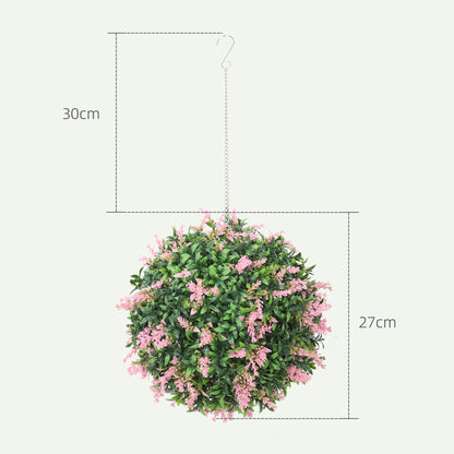 Set of 2 Artificial Plant Topiary Balls, UV-protected Fake Decorative Plants, Pink