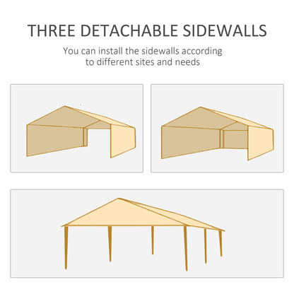 6 x 3 m Party Tent Gazebo Marquee Outdoor Patio Canopy Shelter with Windows and Side Panels Black