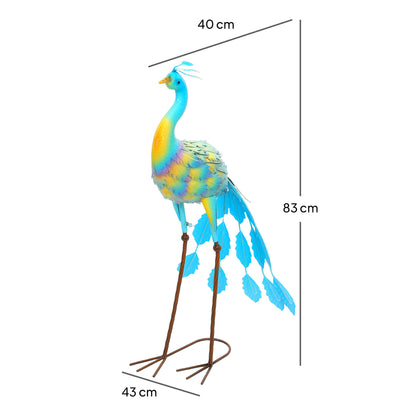 Peacock Garden Statue, Standing Garden Ornament, Metal Garden Gift with Stakes for Patio Pond Landscape Decoration