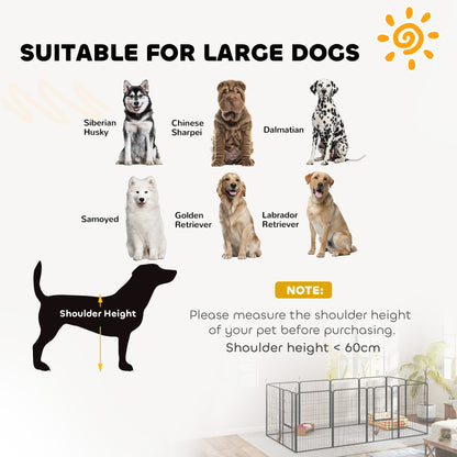 12-Panel Solid Dog Playpen with Doors, for Large Dogs, 100cm Tall, Black