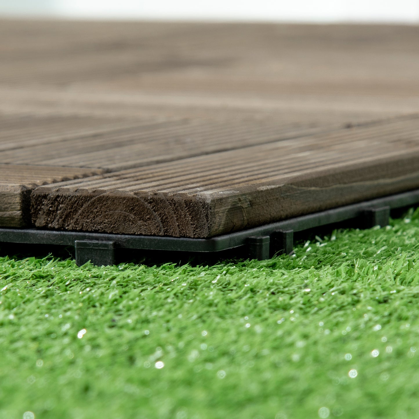 27 Pcs Wooden Interlocking Decking Tiles, 30 x 30 cm Outdoor Flooring Tiles, 2.5㎡ per Pack, for Patio, Balcony, Terrace