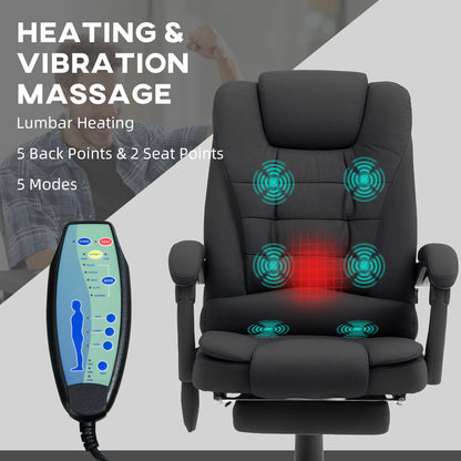 Office Chair with 6 Point Massage and Back Heat, Microfibre Desk Chair with Footrest Adjustable Height and Swivel Wheels