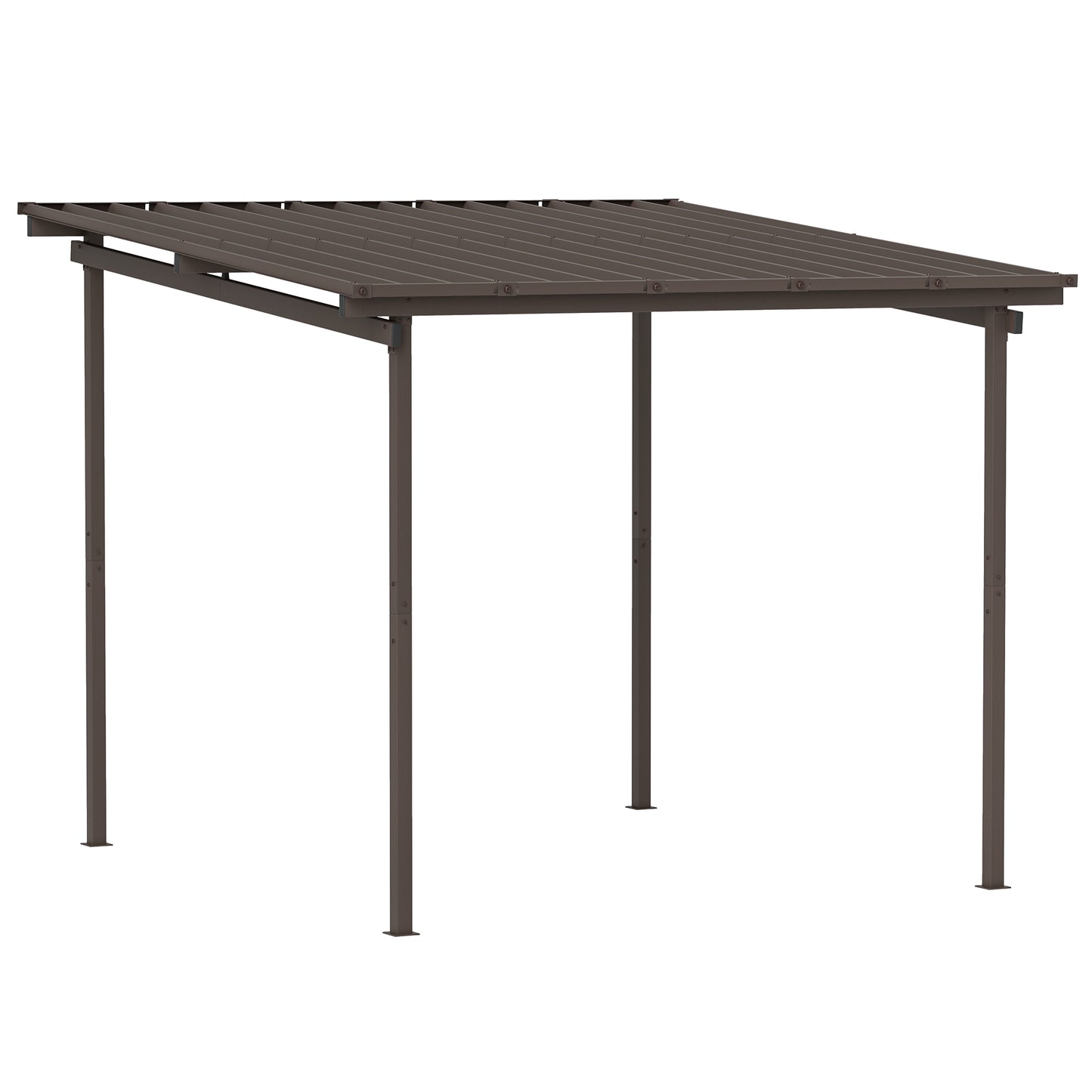 3 x 3(m) Garden Pergola with Waterproof Metal Roof, Lean to Pergola Hardtop Gazebo, Wind-resistant Outdoor Sun Shade