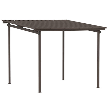 3 x 3(m) Garden Pergola with Waterproof Metal Roof, Lean to Pergola Hardtop Gazebo, Wind-resistant Outdoor Sun Shade