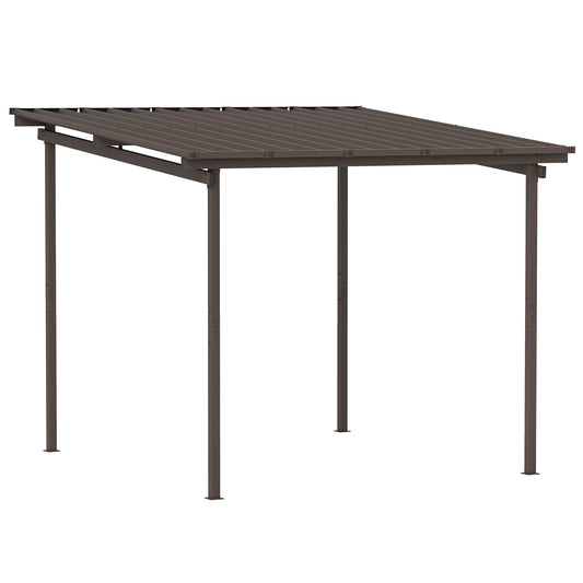 3 x 3(m) Garden Pergola with Waterproof Metal Roof, Lean to Pergola Hardtop Gazebo, Wind-resistant Outdoor Sun Shade