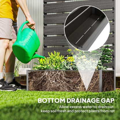 Raised Bed for Garden, Planter with Trellis for Climbing Plants, Vines, Planter Box with Drainage Gap, Black