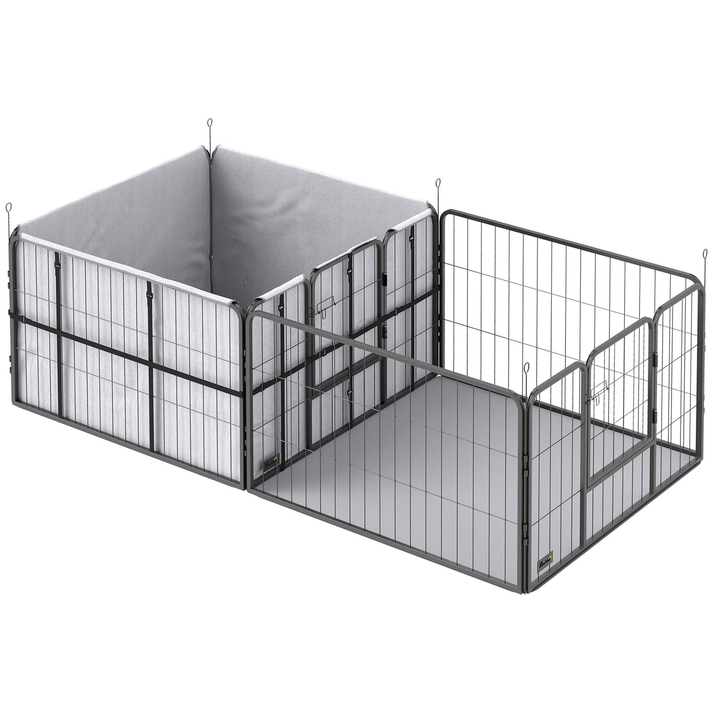 Seven-Panel Dog Whelping Box, Dog Playpen with Washable Whelping Pads, Wind-Resistant Fabric, for Small and Medium Dogs