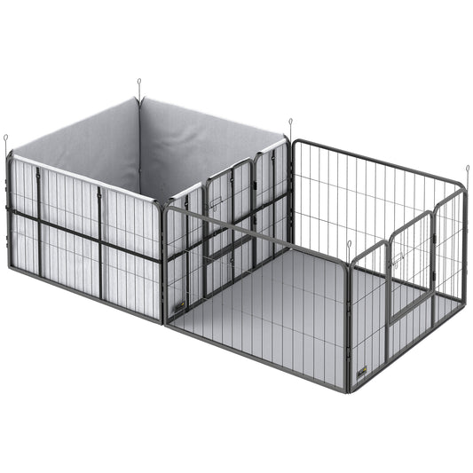 Seven-Panel Dog Whelping Box, Dog Playpen with Washable Whelping Pads, Wind-Resistant Fabric, for Small and Medium Dogs