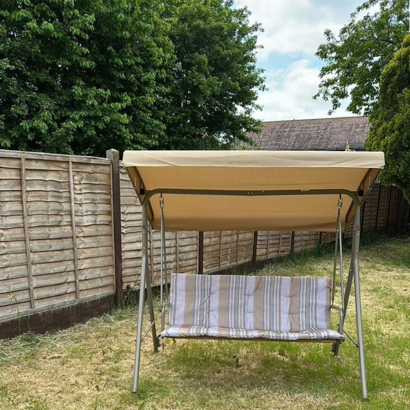Three-Seater Garden Swing Seat - Light Brown