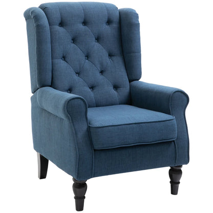 Retro Wingback Tufted Button Accent Armchair with Soft Cushioned Back & Seat - Navy