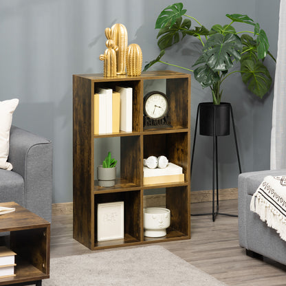 Industrial Style Storage Shelf, Bookcase, Bookshelf with 6 Compartments, Freestanding Shelving Unit for Living Room