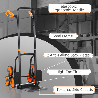 Six-Wheel Folding Sack Barrow Trolley - Black/Orange