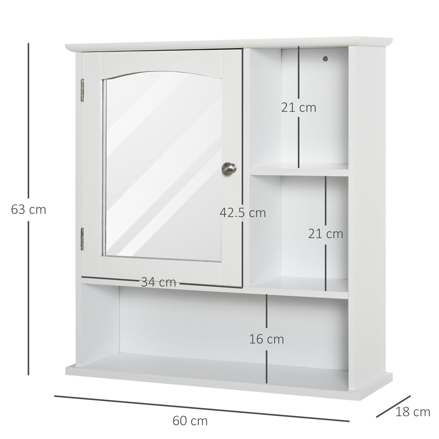 Bathroom Cabinet, Wall Mount Storage Organizer with Mirror, Adjustable Shelf for Bathroom, Kitchen, Bedroom, White