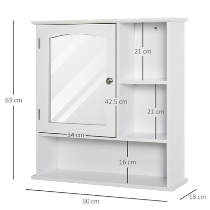 Bathroom Cabinet, Wall Mount Storage Organizer with Mirror, Adjustable Shelf for Bathroom, Kitchen, Bedroom, White